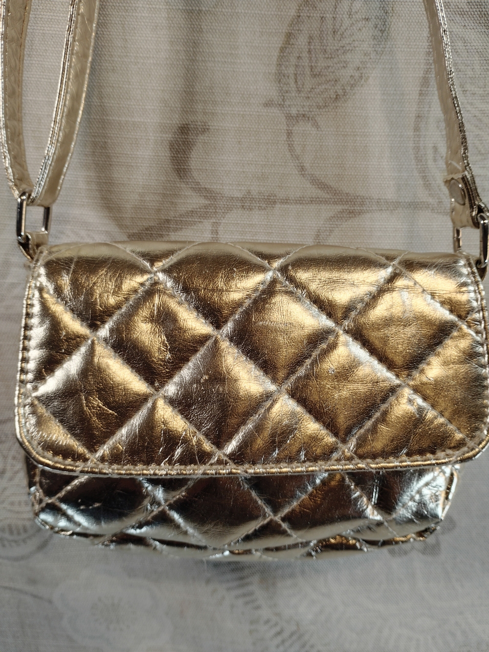 Target Quilted Metallic Gold Mini Crossbody Bag
